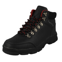 (Black, UK 12) Mens Penguin Lace Up Ankle Boots - Sherpa