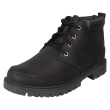 (Black, UK 8.5) Mens Clarks Leather Lace Up Ankle Boots - Rossdale Mid