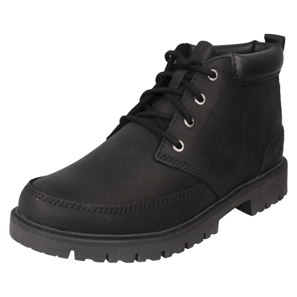 Clarks (Black, Uk 10) Mens Leather Lace Up Ankle Boots - Rossdale Mid
