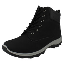 (Black, UK 11) Mens Spot On Casual Lace Up Ankle Boots A3075