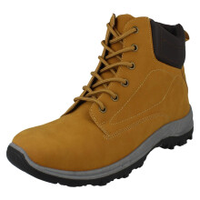 (Tan, UK 10) Mens Spot On Casual Lace Up Ankle Boots A3075