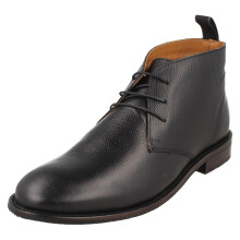 (Black, UK 10) Mens Thomas Blunt Low Heel Ankle Boots A3081