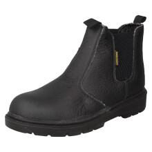 (Black, UK 12) Mens Workforce Pull On Steel Toe Cap Safety Boots WF16/17-P