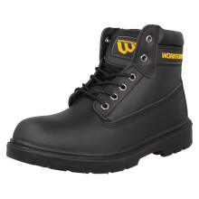(Black, UK 12) Mens Workforce Steel Toe Cap Lace Up Safety Boots WF301/302