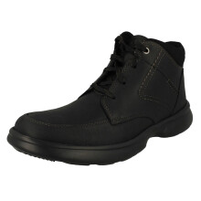 (Black, UK 9.5) Mens Clarks Ortholite Featured Lace Up Ankle Boots - Bradley Mid