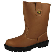 (Tan, UK 12) Mens Workforce Pull On Steel Toe Cap Safety Rigger Boots WF26-P