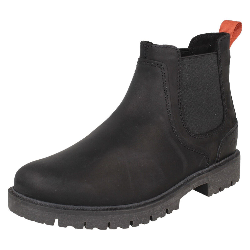 Clarks (Black, Uk 10.5) Mens Leather Smart Chelsea Boot - Rossdale Top