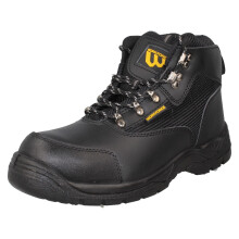 (Black, UK 8) Mens Workforce Lace Up Steel Toe Cap Safety Hiker Boot WF-41-P