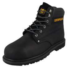 (Black, UK 10) Mens Caterpillar Lace Up Leather Wide Safety Boots - Powerplant Sb Hro P72462