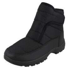 (Black, UK 10) Mens Cushion Walk Fur Lined Snow Boots CW82