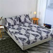 (Gray And White, 137cm*193cm) 3pcs New Geometric Print|beding set|fitted sheets|small single double bed king size