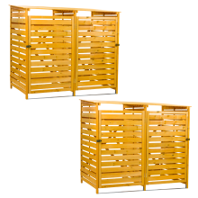 KCT 2 Pack Double Wheelie Bin Storage (4 x 240L) Store Shed Recycling Rubbish Dustbin Holder Outdoor Garden Hideaway Hider Box Cabinet Unit With Lid