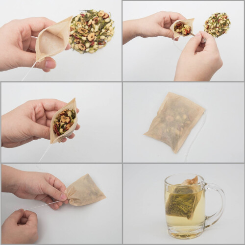 Tea Bags Empty Paper Tea Filter Bags Disposable Infuser with Drawstring,100 pcs (Original) 2