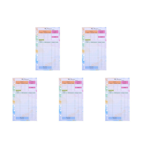 Budget Planner Insert Paper Multi Color 6 Ring Binder Organizer