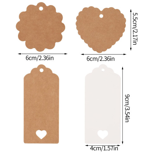 100 PCS Gift Tags with String, Kraft Paper Tags Present Labels Wedding Gift Tag for Gift Wrapping Easter Wedding Birthday 2