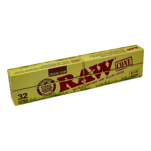 RAW Organic Hemp size 1 1/4 Pre Rolled Cones - 32 Pack 1