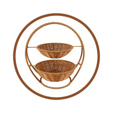Round Multilayer Fruit Basket Woven Rattan Serving-bowl shape