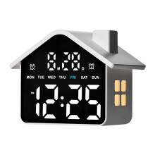 LED Digital Alarm Clock Electric Desk Clock-White whiteLight