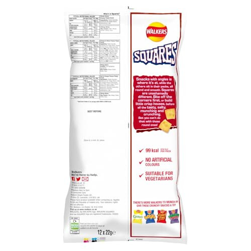 Walkers Walkers Squares Flavour Potato Snacks 12 x 22g 1