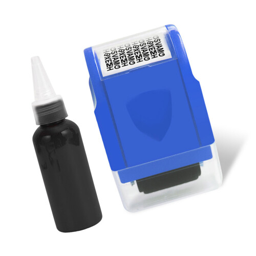 Identity Security Stamper Roller with Clear Cover for-Navy Blue