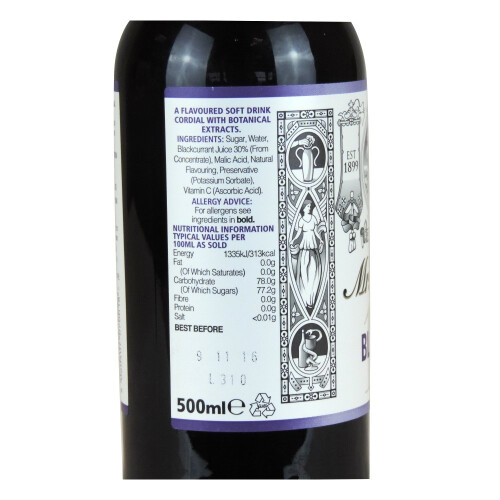 Mr Fitzpatrick's - Blackcurrant Cordial - 500ml 2