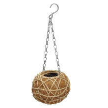 Jardinière suspendue artisanale, pot de fleurs en fibre de coco naturelle pour l'intérieur et l'extérieur, grande capacité de charge et