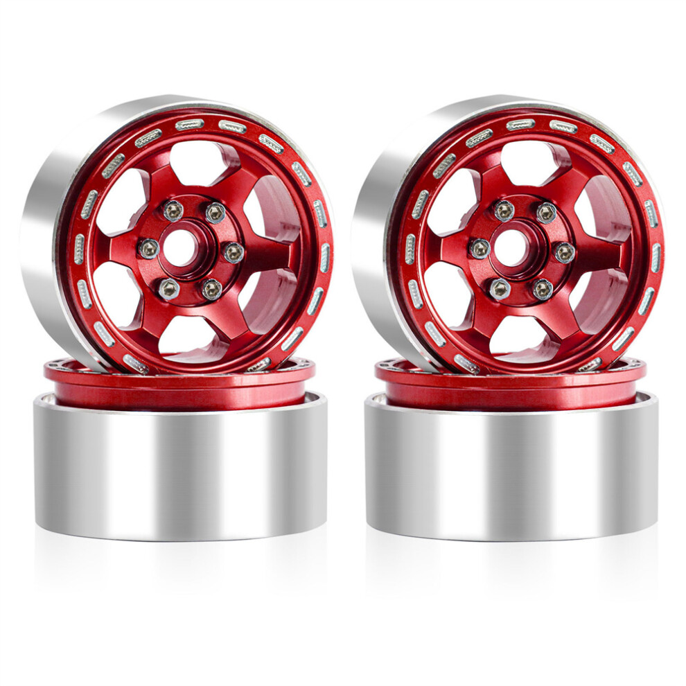 (Red) 1.9"1/10 Rc Car Upgraded Metal Wheel Rim For Trx4 Scx10 Axail Yk4102 D90 Red 320997466727