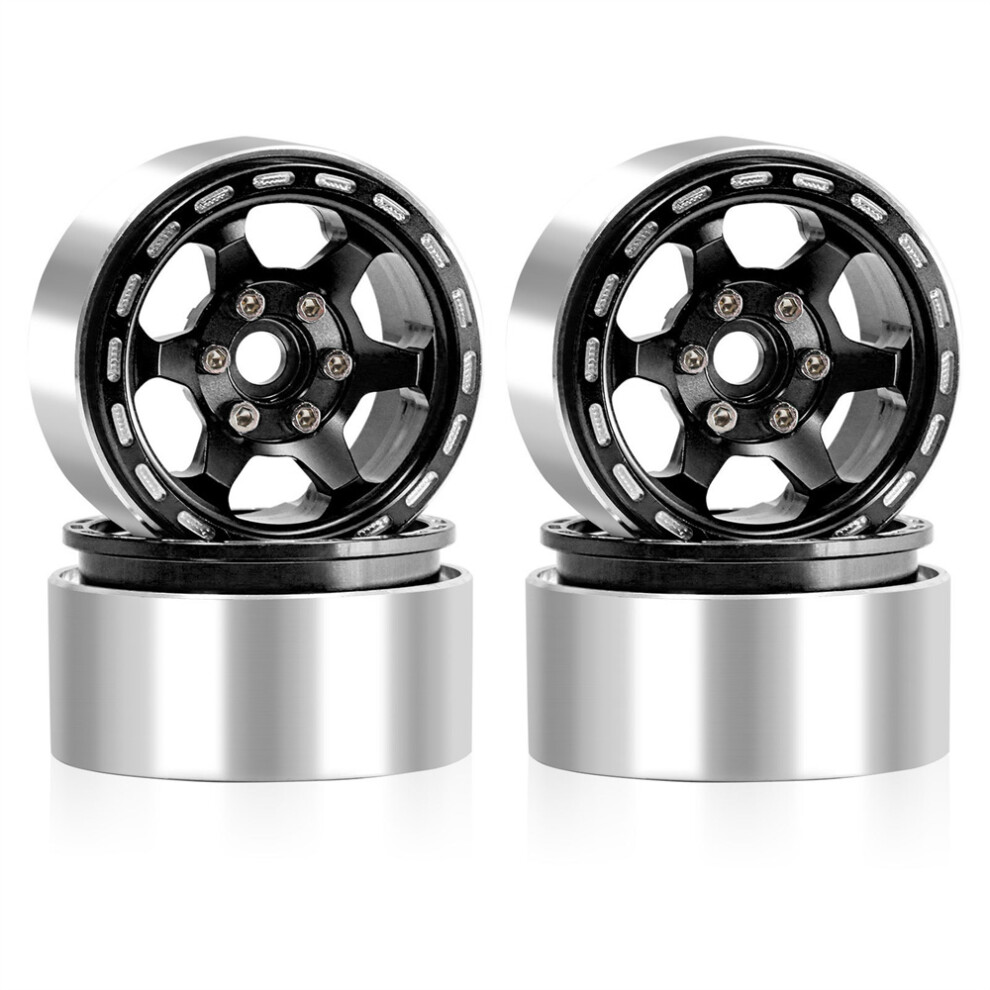 (Black) 1.9"1/10 Rc Car Upgraded Metal Wheel Rim For Trx4 Scx10 Axail Yk4102 D90 Black 320997466710