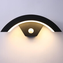 Goeco 24W Outdoor Wall Lamp with Motion Sensor IP65 Waterproof Black 3000 K