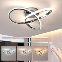 Goeco LED Ceiling Light, Dimmable, Bedroom Ceiling Light, 36W, Modern Silver