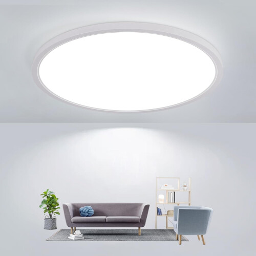 Goeco LED Ceiling Light 30 cm 24 W Flat Round Ceiling Light IP44 6500 K