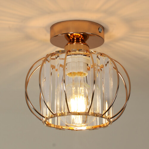 Goeco Ceiling Light Crystal Modern, E27, Ceiling Light Semi-Flush Mounting
