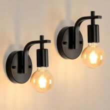Goeco Set of 2 Vintage Industrial Wall Light E27 Metal Black Wall Lamp