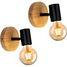 Goeco 2 x Interior Wall Sconce for Bedroom Wood Wall Sconce 350 Rotation