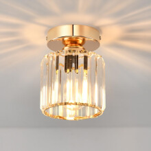 Goeco Crystal Ceiling Light Gold Chandelier for Hallway Living Room Kitchen