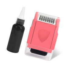 Identity Protective Roller Stamper with Dustproof Lid for-Pink
