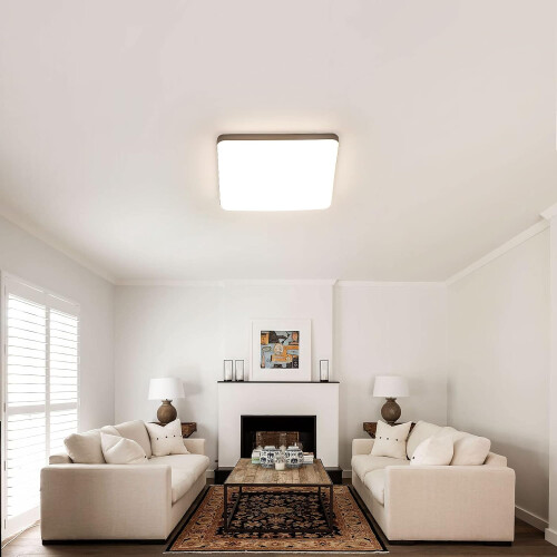 Goeco LED Ceiling Light Flat, 36W IP44 4000K, Modern Ceiling Lighting Square 1