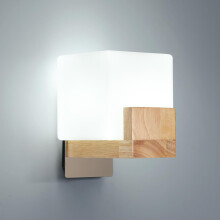 Goeco Wall Light, Modern Wood and Glass Wall Lamp, Creative Square Design