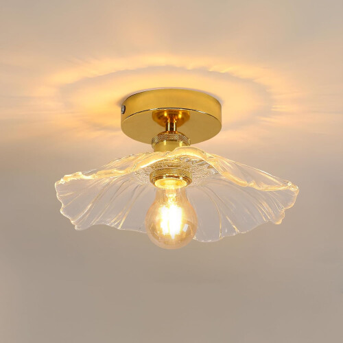Goeco Ceiling Light for Hallway E27 Flower Shape Ceiling Light Crystal Glass