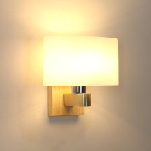 Goeco E27 Vintage Interior Wall Light, Glass Wood Wall Light, Oval Lampshade