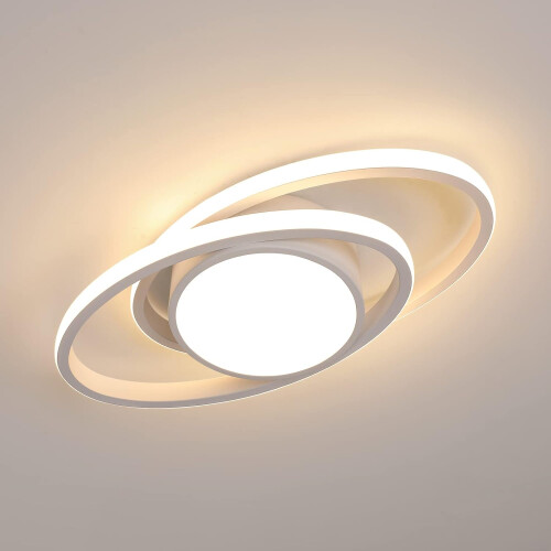 Goeco Modern LED Ceiling Light, Flat White Planets, 39W, for Bedroom, 3000K