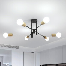 Goeco Industrial Retro Chandelier, 6 Lights Vintage Ceiling Lamp, E27 Base
