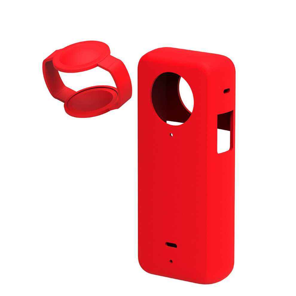 (Red) Shockproof Silicone Protective Case Cover With Lens Cover For Insta360 One X3 Red 320997439967