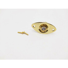 (Gold) Oval Bass Cat Eye Jack 1" Input Socket Screws, Chrome, Fits Various Guitars