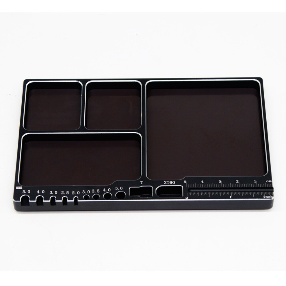 (Black) Magnetic Screw Tray With Pad For Rc Repair - Securely Holds Small Parts Black 113121387100
