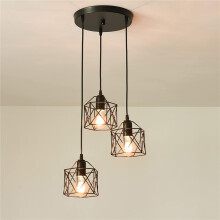 Goeco Industrial Metal Cage Pendant Light, Vintage Adjustable Ceiling Lamp