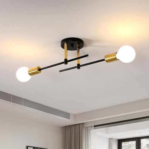 Goeco Ceiling Light Vintage E27 Black Gold Ceiling Light Retro Ceiling light