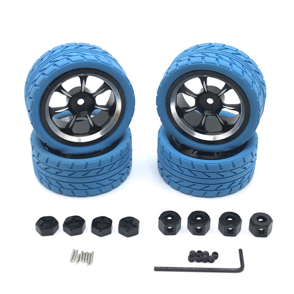 (Blue) Rc Wheel Rims And Tires Kit For Wltoys 144001 144002 144010 1/14 Rc Car Blue 320997435495