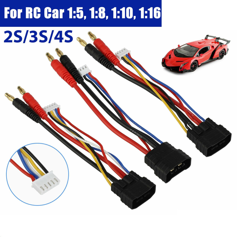 4S/3S/2S Lipo Battery Bullets Connector Cable Adapter For Traxxas Trx 1/8 Rc Car 320997436096