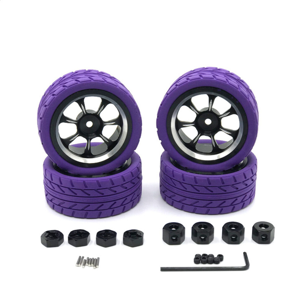 (Purple) Rc Wheel Rims And Tires Kit For Wltoys 144001 144002 144010 1/14 Rc Car Purple 320997435518